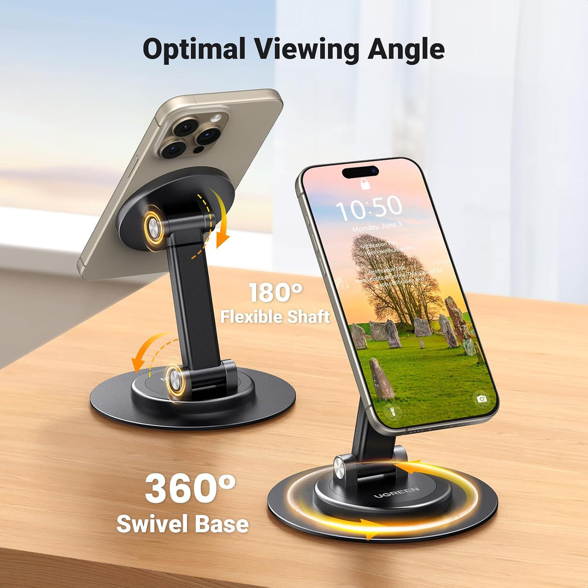 UGREEN Magnetic Phone Stand for MagSafe, Height Adjustable iPhone Stand
