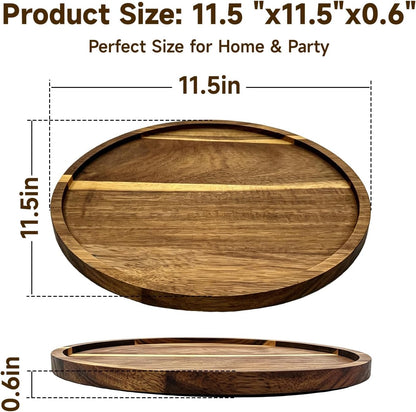 11.5" Round Acacia Wood Serving Tray
