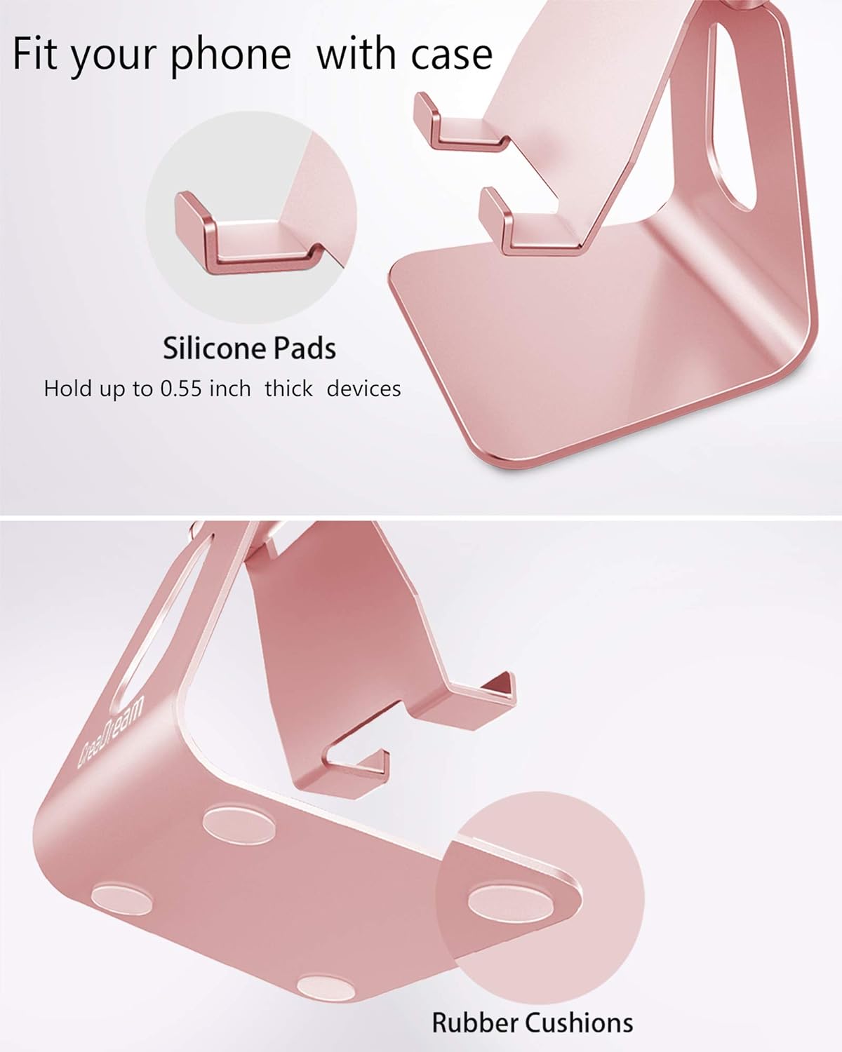 CreaDream Aluminum Cell Phone Stand, Adjustable Phone Holder for Desk