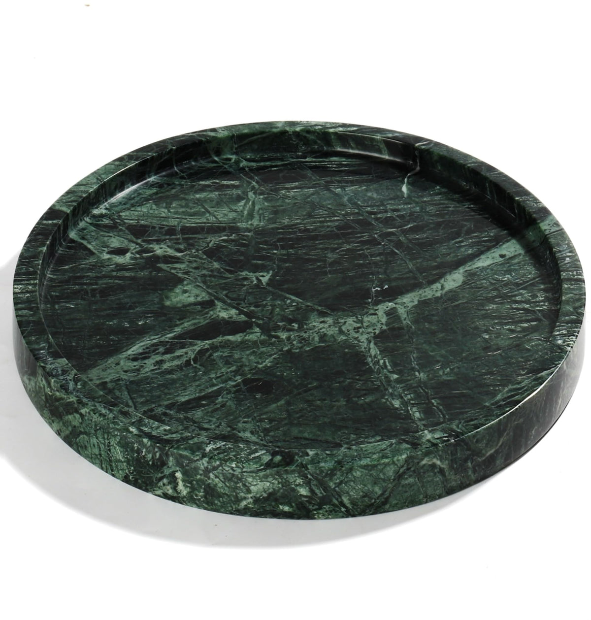 YMXYJM Real Natural Marble Tray for Bathroom, Genuine Marble Stone Vanity Tray, Luxury Storage Trays for Kitchen, Vanity, Home Decor, Dresser, Non-Resin/Non-Ceramic, 12"x 8"x 1.2", Dark Green