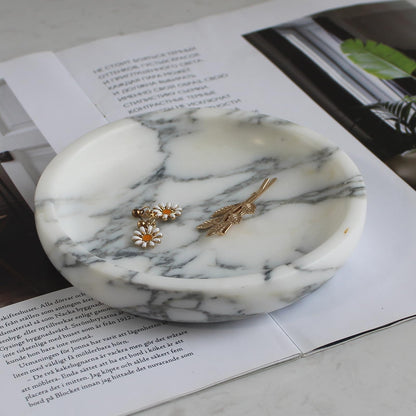 Nawgnail Natural Travertine Marble Jewelry Dish 5.5", Trinket Dish for Ring Earring, Gift for Woman Daugther(Beige Travertine)