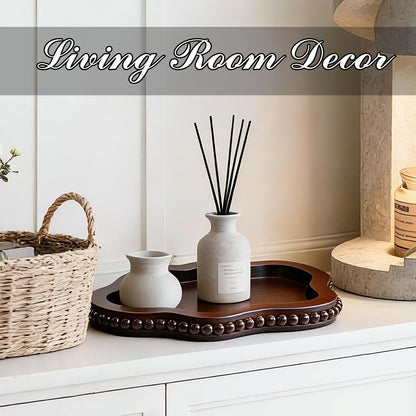 Small Wooden Decorative Tray with Bead,Cloud Candle Perfume Tray