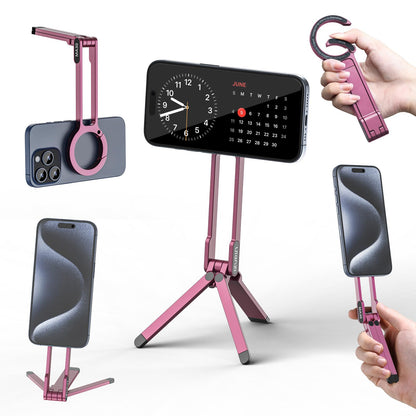 ULANZI MA30 Magnetic Phone Tripod Stand for iPhone - Aluminium Maglock Smartphone Mini Tripod Pocket Cell Phone Stand Strong Magnet Quick Mount Compatible with iPhone 17 16 15 14 13 12 Series, Black