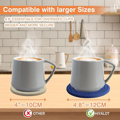 4.8" Drink Cotton Coasters Set of 2 - Large Absorbent Fabric Drink Pads for Coffee Mugs, Stylish Boho Cup Mats for Desk, Bedside Table, Plant Pots – Durable Minimalist Home Decor (Rich Blue, 2pack)