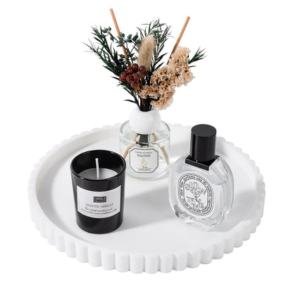 Round Bathroom Tray Perfume Organizer Coffee Table Decor, 9" Black