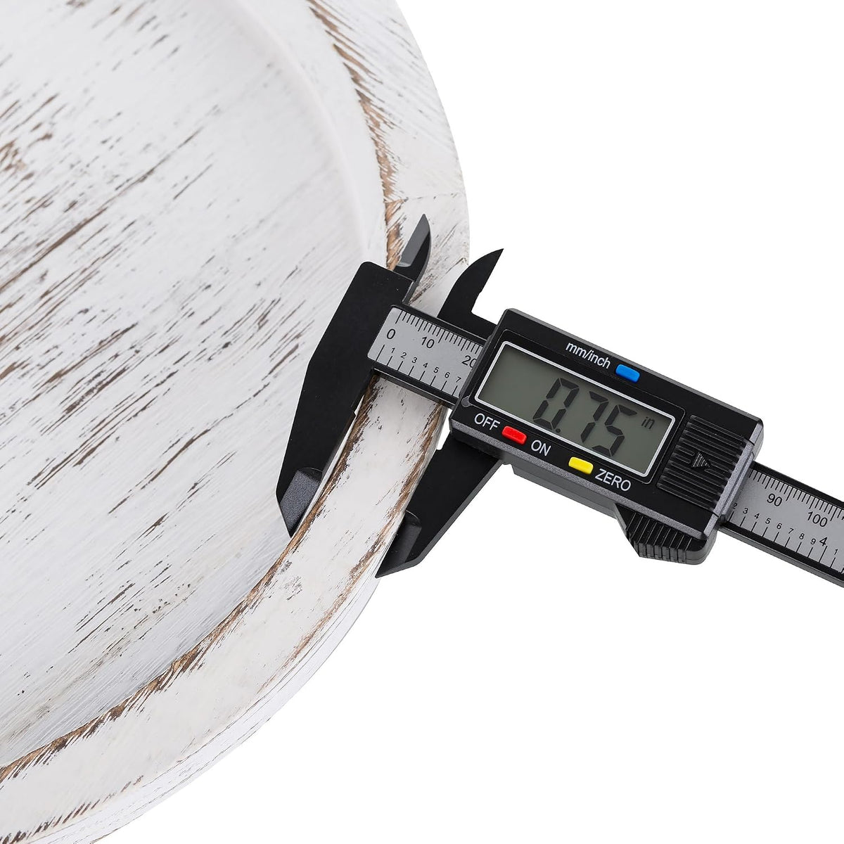 Romadedi Rustic Wooden Tray Candle Holder, Round, Distressed White