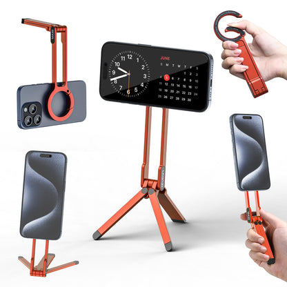 ULANZI MA30 Magnetic Phone Tripod Stand for iPhone - Aluminium Maglock Smartphone Mini Tripod Pocket Cell Phone Stand Strong Magnet Quick Mount Compatible with iPhone 17 16 15 14 13 12 Series, Black