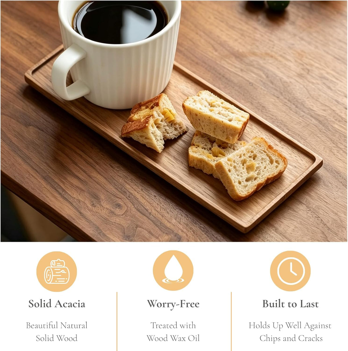 Vandroop Mini Wooden Serving Platter, Small Wood Serving Tray 9.8 x 4.6 in