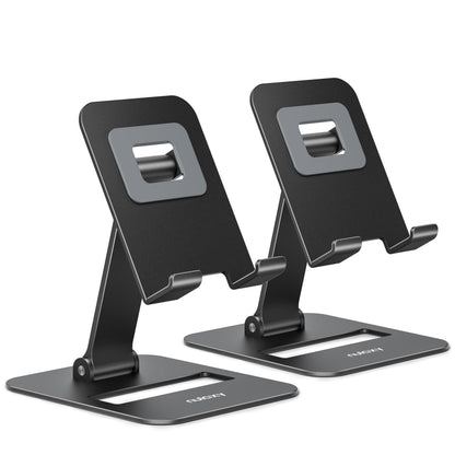 Nulaxy 2 Pcs Aluminum Dual Folding Cell Phone Stand for Desk Black&Rosegold