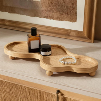 Uiifan Wood Cloud Perfume Decorative Tray Bedside Jewelry Tray,Wood Color