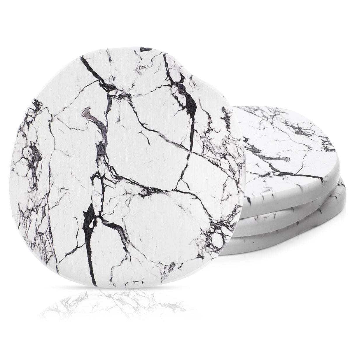Diatomaceous Earth Coasters Set of 4，Cool Absorbent Quick-Dry Drink Coasters for Desks, Cute Modern Stone Design with Stylish Grey Aesthetic (4, Grey)