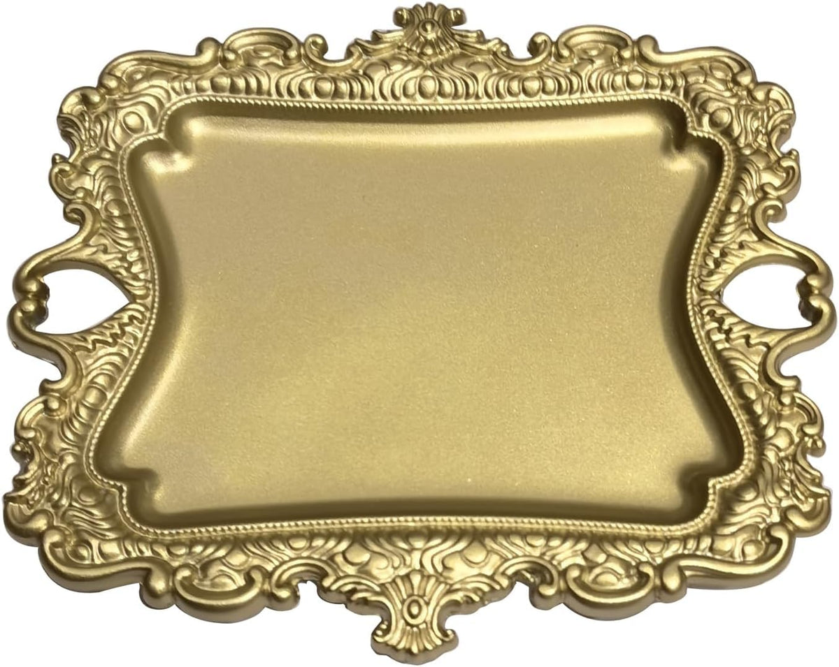 khtumeware 1 Pack Vintage Gold Jewelry Dish Antique Brass Jewelry Trays ideal for holding jewelry rings and small trinkets.
