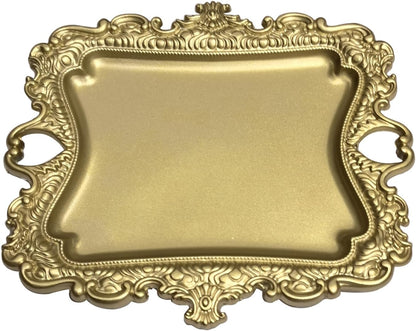 khtumeware 1 Pack Vintage Gold Jewelry Dish Antique Brass Jewelry Trays ideal for holding jewelry rings and small trinkets.