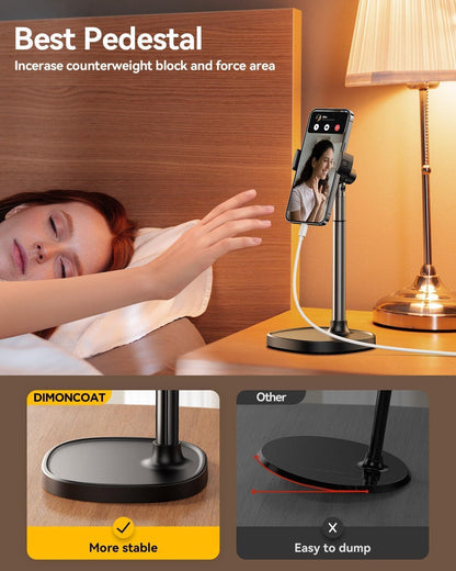 DIMONCOAT Phone Stand for Desk Angle Height Adjustable Phone Holder iPhone
