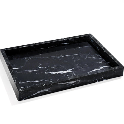 YMXYJM Real Natural Marble Tray for Bathroom, Genuine Marble Stone Vanity Tray, Luxury Storage Trays for Kitchen, Vanity, Home Decor, Dresser, Non-Resin/Non-Ceramic, 12"x 8"x 1.2", Dark Green