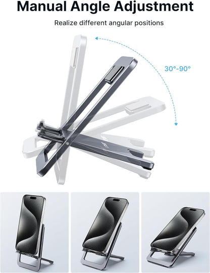 JSAUX Fold-Flat Cell Phone Stand, Adjustable Desk Holder-Gray