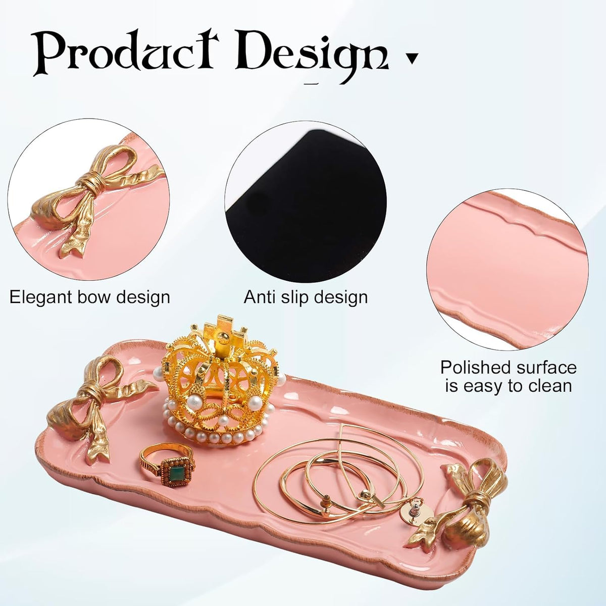 Warmtree Bow Jewelry Tray, Coquette Trinket Dish, Vanity Decor