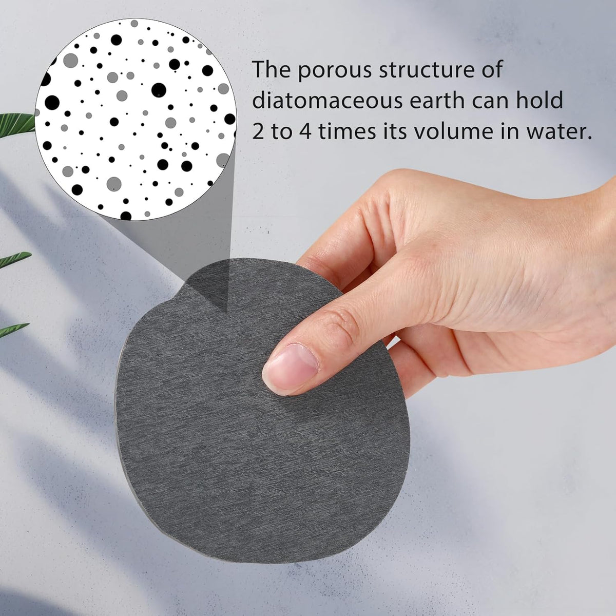 Diatomaceous Earth Coasters Set of 4，Cool Absorbent Quick-Dry Drink Coasters for Desks, Cute Modern Stone Design with Stylish Grey Aesthetic (4, Grey)