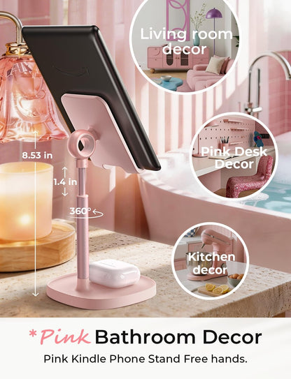 LISEN Cell Phone Stand iPhone Holder for Desk, Pink Gifts for Women Girls