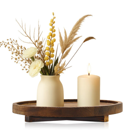 Black Round Decorative Wooden Tray for Bathroom Counter Table Trays Decor