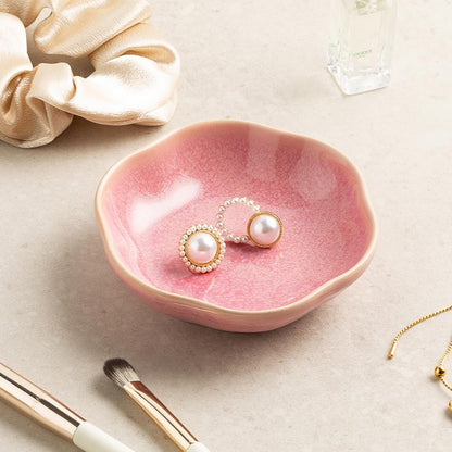 Ceramic Jewelry Tray, Ring Holder Floral Trinket Bowl for Women