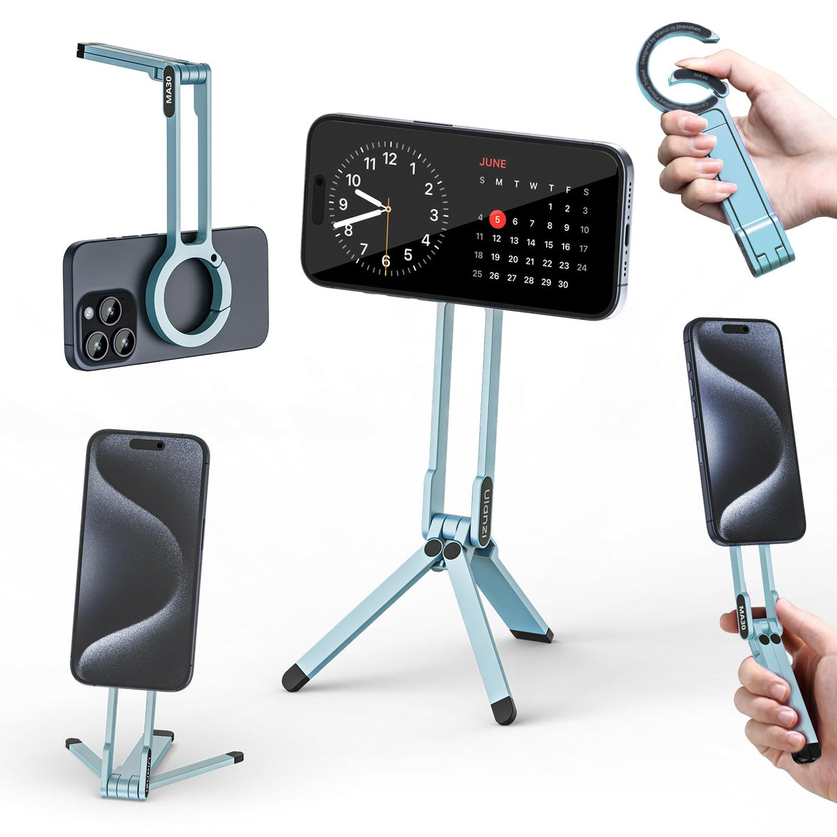 ULANZI MA30 Magnetic Phone Tripod Stand for iPhone - Aluminium Maglock Smartphone Mini Tripod Pocket Cell Phone Stand Strong Magnet Quick Mount Compatible with iPhone 17 16 15 14 13 12 Series, Black