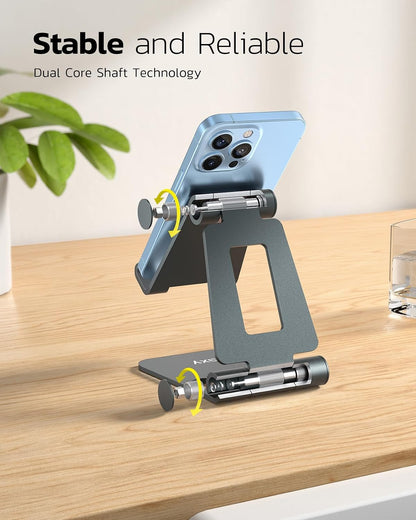 Nulaxy Full Aluminum Dual Folding Cell Phone Stand for Desk, Gray