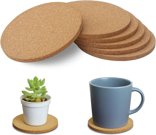 6Pcs Cork Coasters, Tivnhuils 3.9 inch Coasters, Coasters Set for Drinks