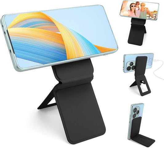 Magnetic Tripod Phone Stand, Slim Foldable Phone Holder for Iphone(Black)