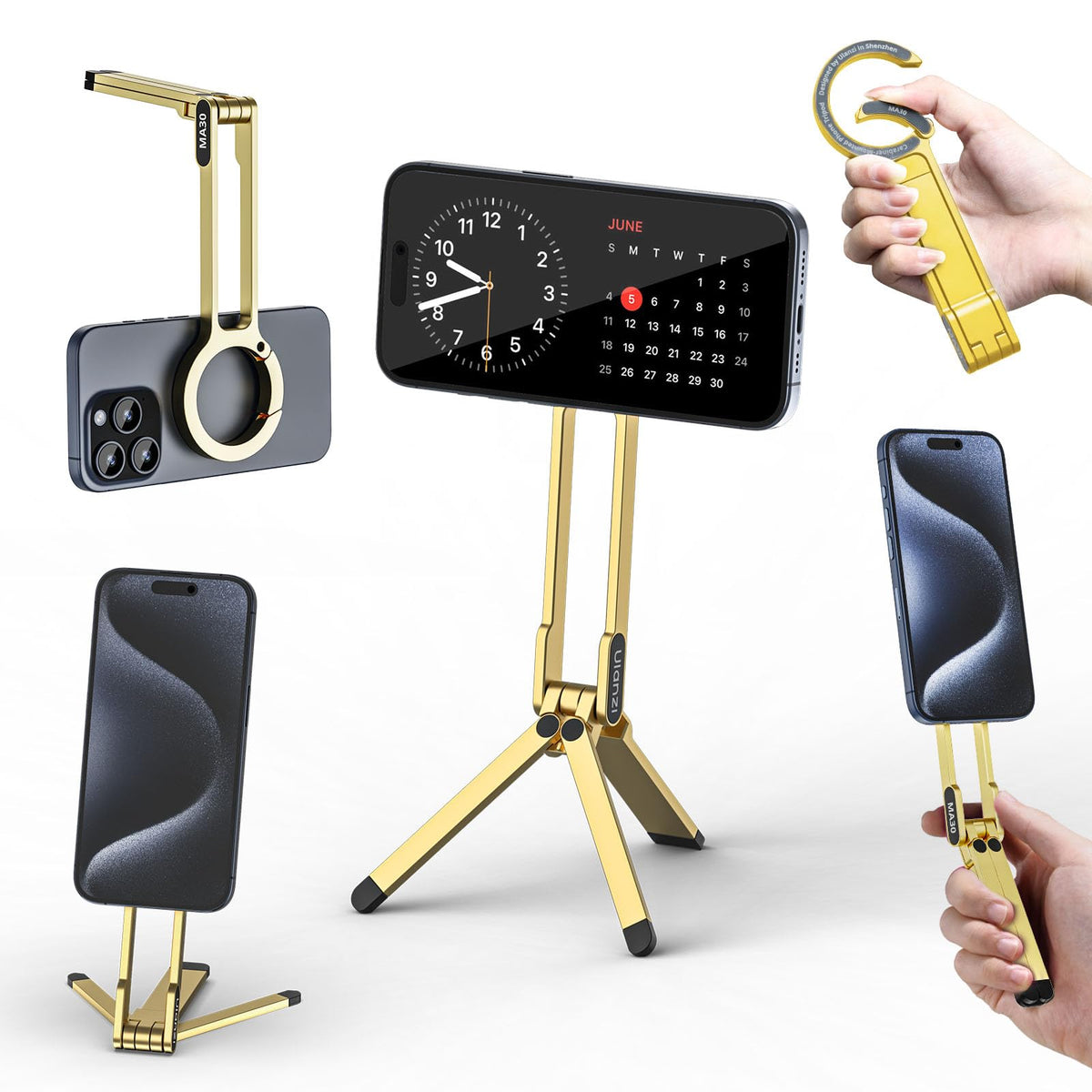 ULANZI MA30 Magnetic Phone Tripod Stand for iPhone - Aluminium Maglock Smartphone Mini Tripod Pocket Cell Phone Stand Strong Magnet Quick Mount Compatible with iPhone 17 16 15 14 13 12 Series, Black