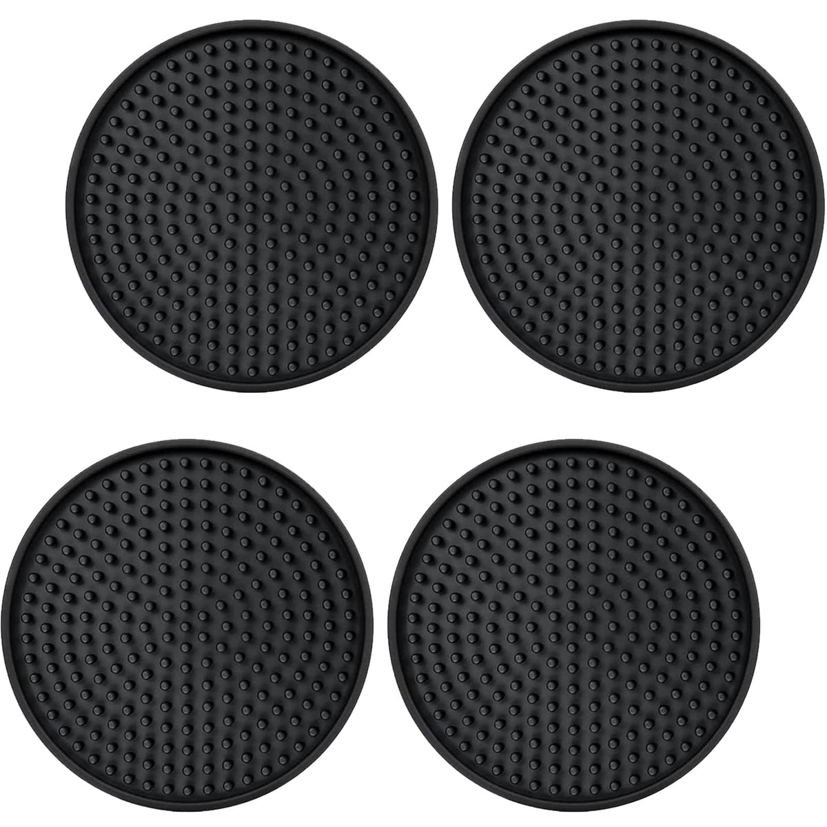 Silicone Drink Coasters [2 Pack] - Cup Coasters for Hot Or Cold Drinks, Non-Slip, Suitable for Home Decor, Kitchen, Office, Bar（Black）