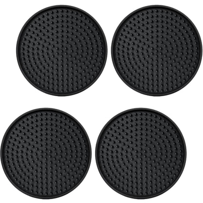 Silicone Drink Coasters [2 Pack] - Cup Coasters for Hot Or Cold Drinks, Non-Slip, Suitable for Home Decor, Kitchen, Office, Bar（Black）