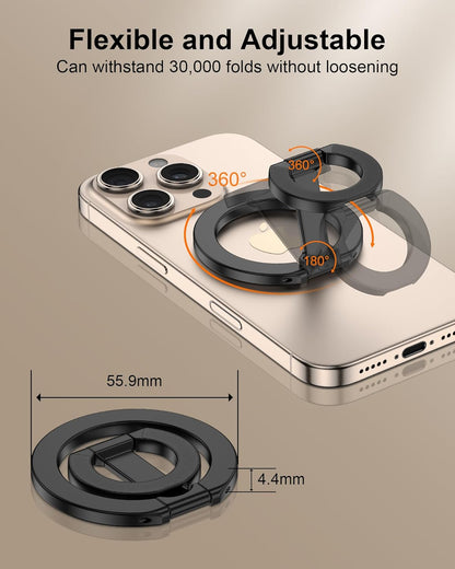 MagSafe Phone Grip Holder Dual-Sided Magnetic Finger Ring with Kickstand