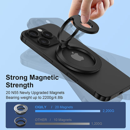 Magnetic Phone Ring Holder for MagSafe Gym Phone Grip Stand Finger Ring Kickstand Dual-Sided Magnetic Stand for iPhone 18 17 16 Pro Max 16 15 14 13 12 Pro Max,Samsung,Compatible for Wireless Car Mount