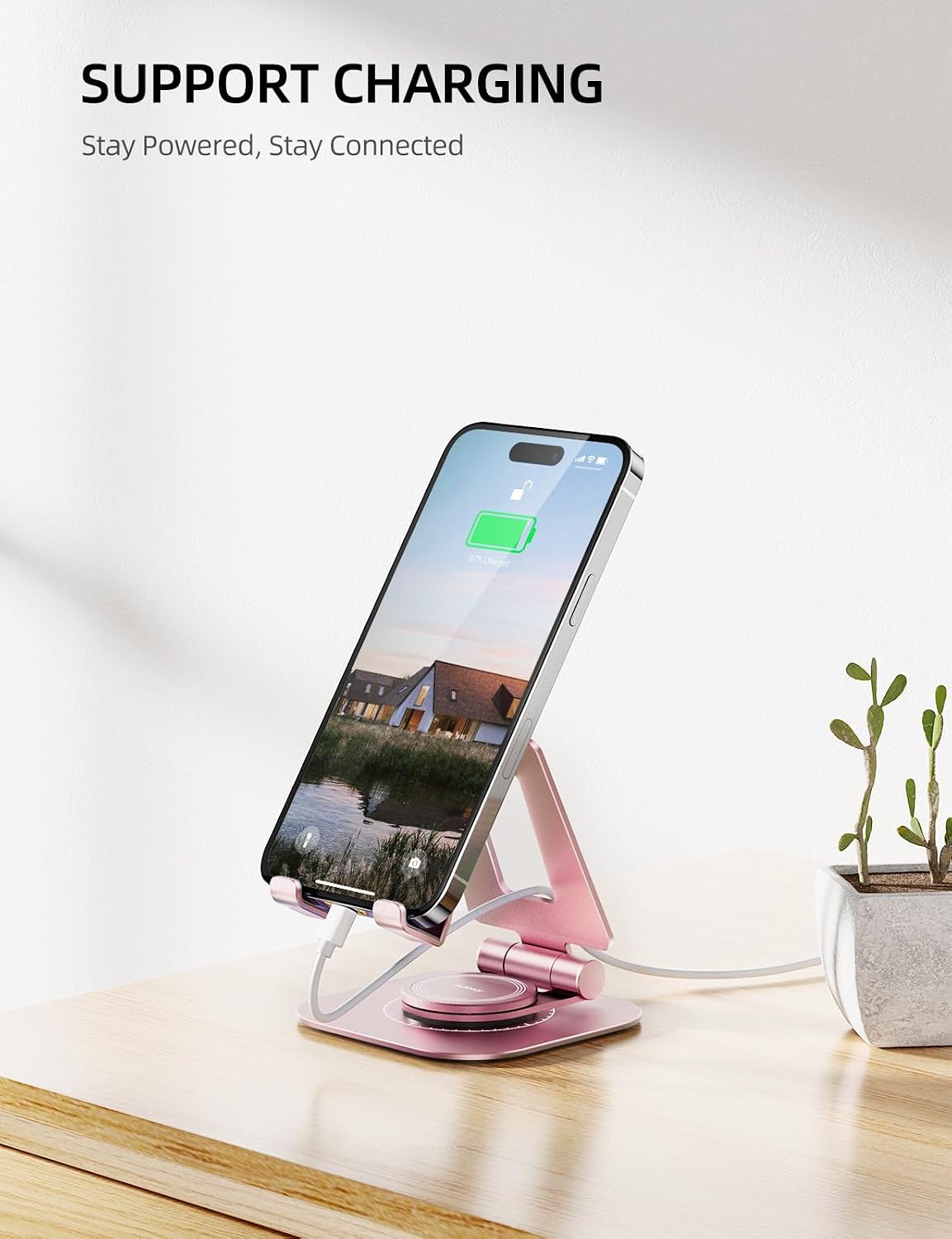 Nulaxy 360° Rotating Multi-Angle Adjustable Phone Stand, Rose Gold