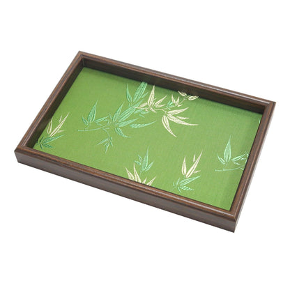 Wooden Valet Tray with Floral Base, Green Vintage Blossoms