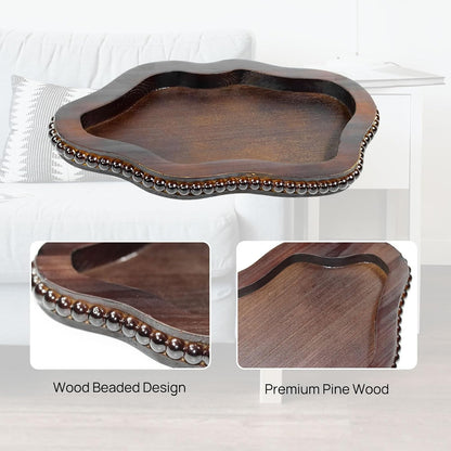 Small Wooden Decorative Tray with Bead,Cloud Candle Perfume Tray