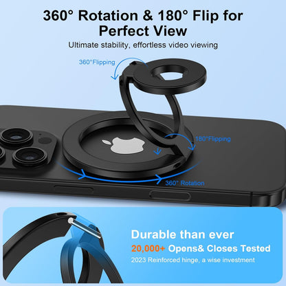 Magnetic Phone Ring Holder for MagSafe Gym Phone Grip Stand Finger Ring Kickstand Dual-Sided Magnetic Stand for iPhone 18 17 16 Pro Max 16 15 14 13 12 Pro Max,Samsung,Compatible for Wireless Car Mount
