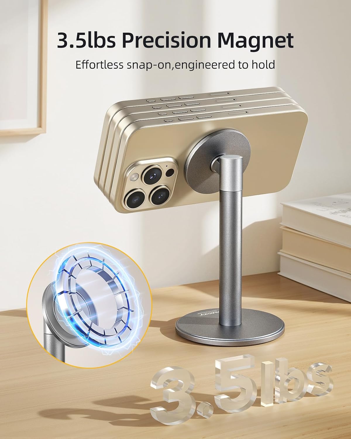 Nulaxy Magnetic Full Aluminum Cell Phone Stand with 360 Rotating Adjustment