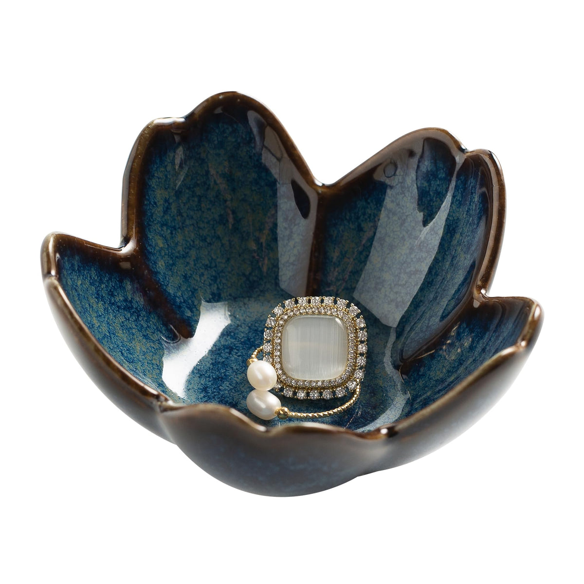 Flower Ring Holder Dish, Ceramic Jewelry Tray, Small Trinket Dish