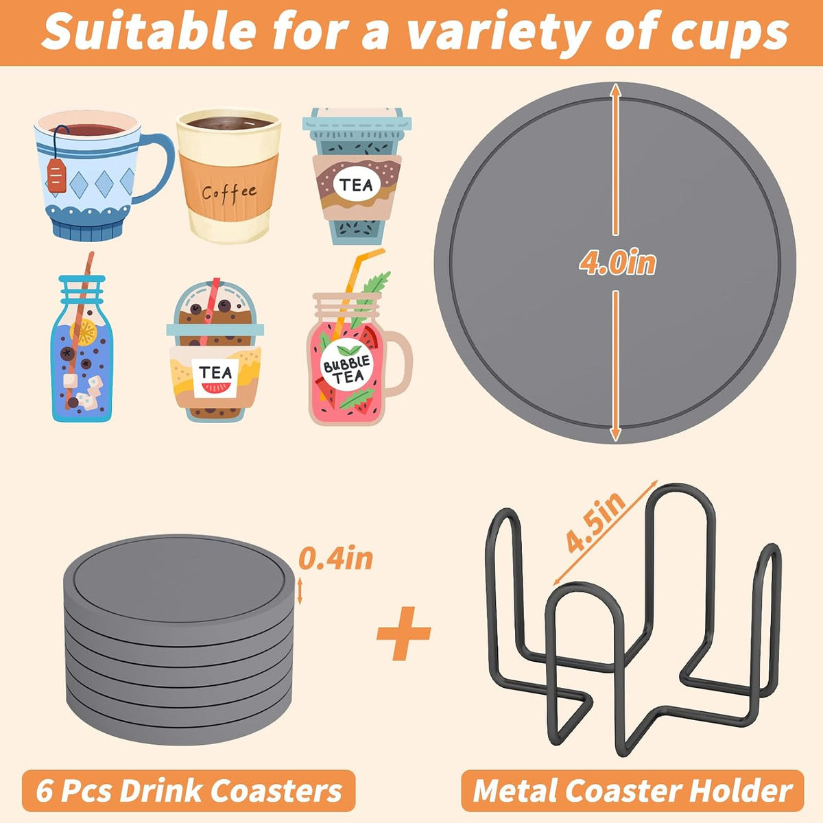 Azhou 6Pcs Absorbent Diatomaceous Earth Coasters Set with Velvet Bottom