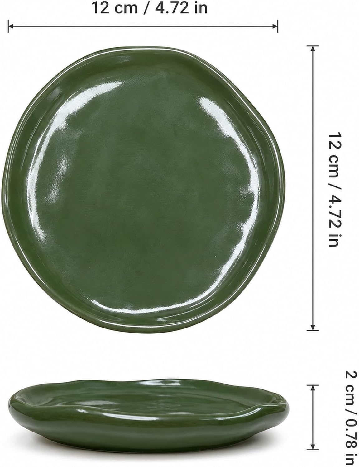 Jewelry Dish, Vintage Green Ceramic Round Shallow Ring Tray