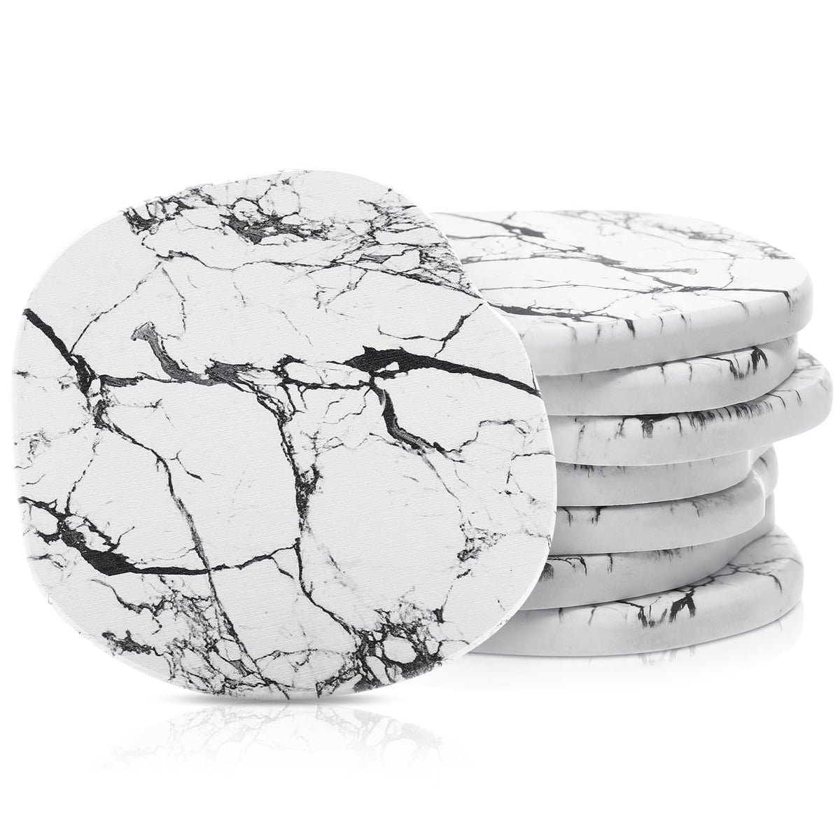 Diatomaceous Earth Coasters Set of 4，Cool Absorbent Quick-Dry Drink Coasters for Desks, Cute Modern Stone Design with Stylish Grey Aesthetic (4, Grey)