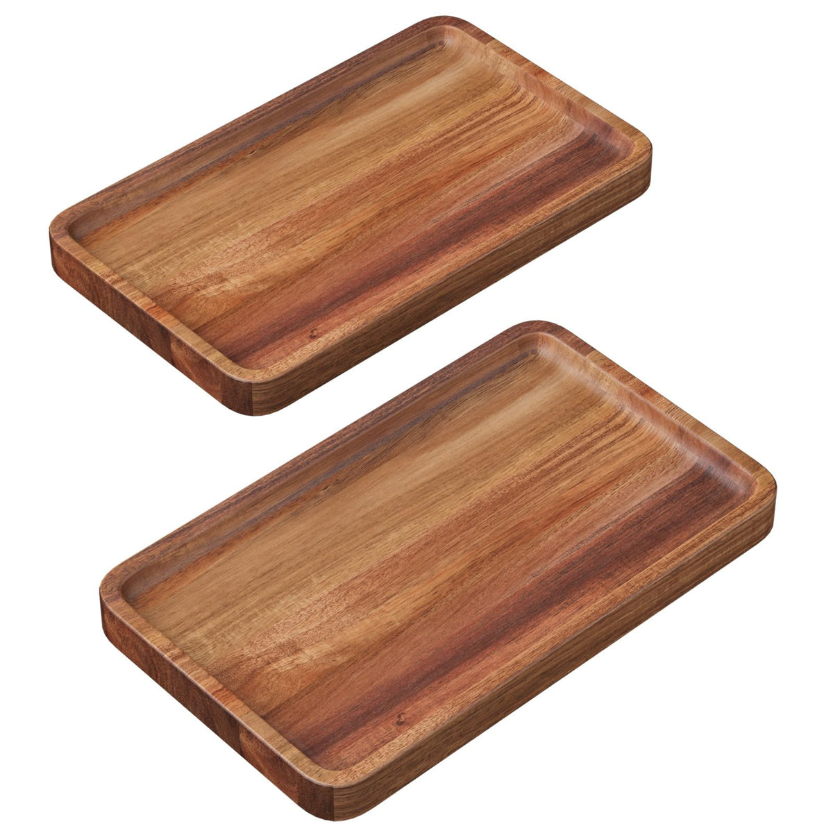 VERTORGAN 2 Pack Acacia Wood Serving Tray,9.8x5.9 Inch Trays,Home Decor