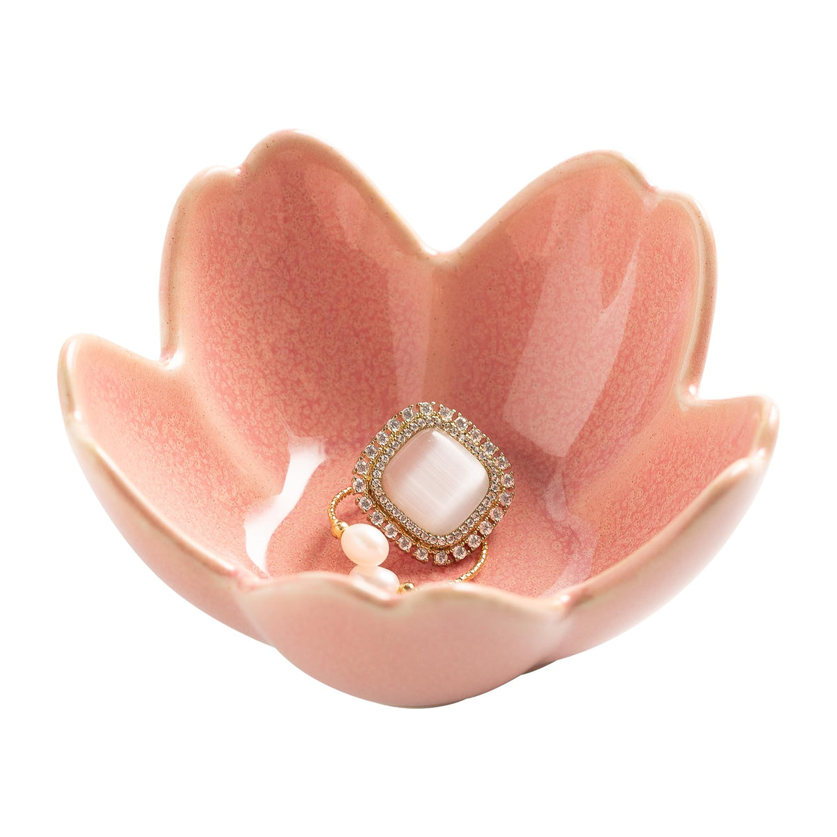 Flower Ring Holder Dish, Ceramic Jewelry Tray, Small Trinket Dish