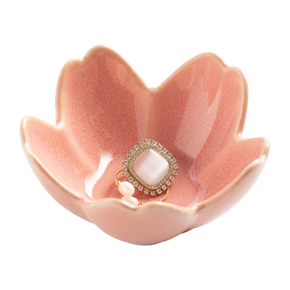 Flower Ring Holder Dish, Ceramic Jewelry Tray, Small Trinket Dish