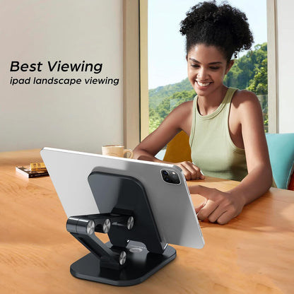 OCYCLONE Phone Stand for Desk, Foldable Cell Phone Stand Holder, Black