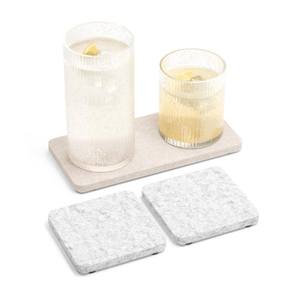 Fluxynara Felt Coasters with Holder, Set of 8 for Drinks, Sage - Arch