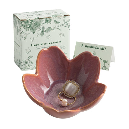 Flower Ring Holder Dish, Ceramic Jewelry Tray, Small Trinket Dish