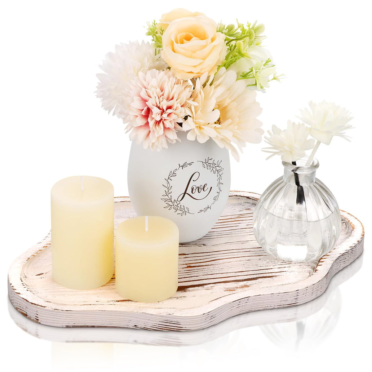 Wood Decorative Serving Tray for Candles Perfume, Cloud Jewelry Tray Trinket Dish, Wooden Trays for Coffee Table Home Decor